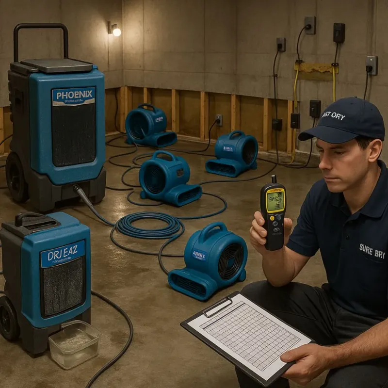Structural Drying and Dehumidification process in Sebring, OH